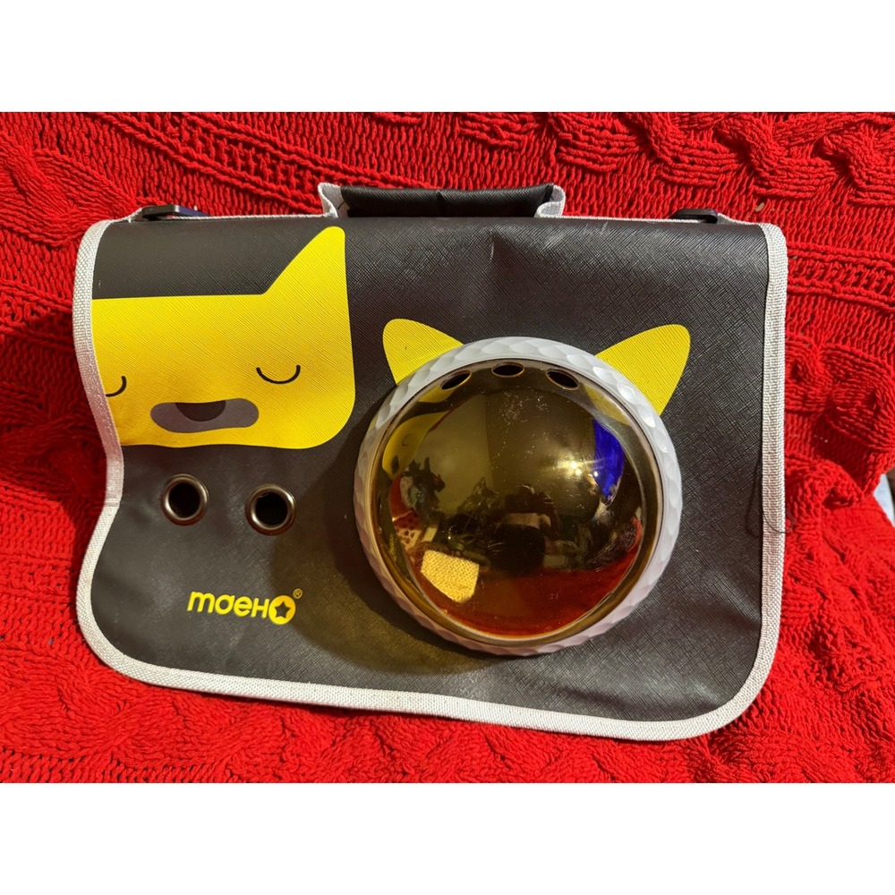 Moeno Cat Carrier Space Capsule Bubble Window Backpack Black Yellow Pet Travel